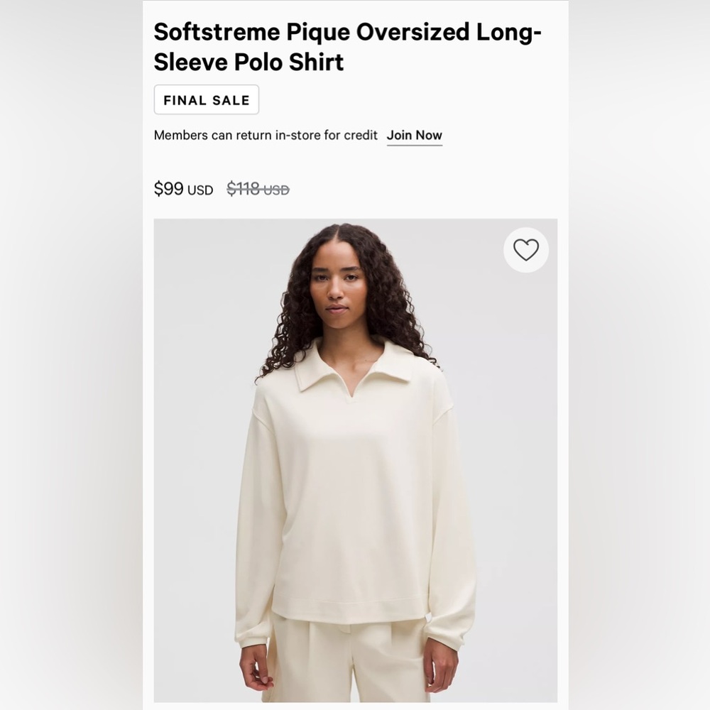 NWT 🍋 Lululemon Softstreme Pique Oversized Long-Sleeve Polo - Small - Picture 3 of 6